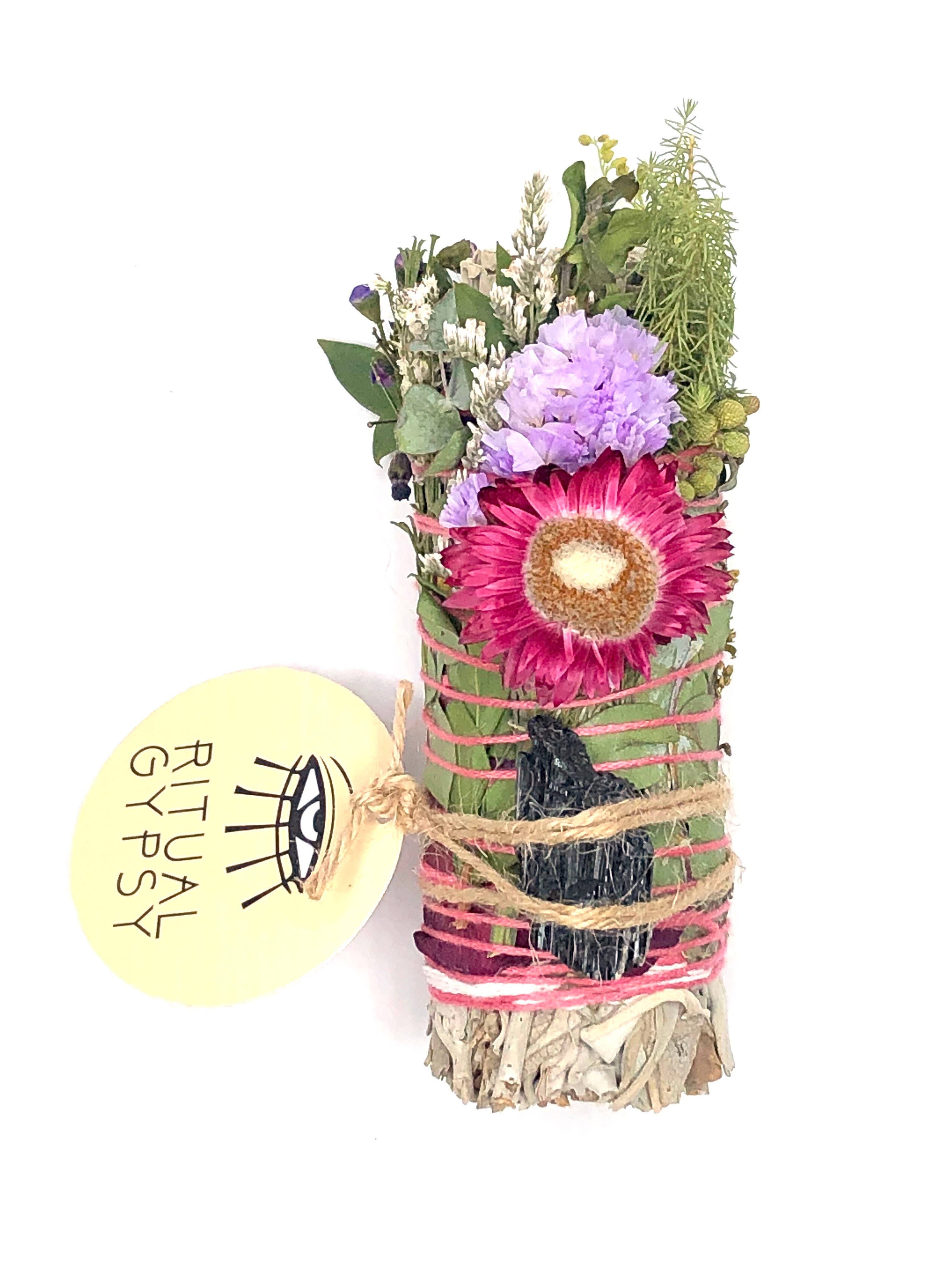 Smudging Sage Wand with Black Tourmaline - Confía Collective