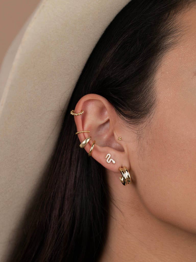 Snake Pave Stud Gold Earrings - Confía Collective