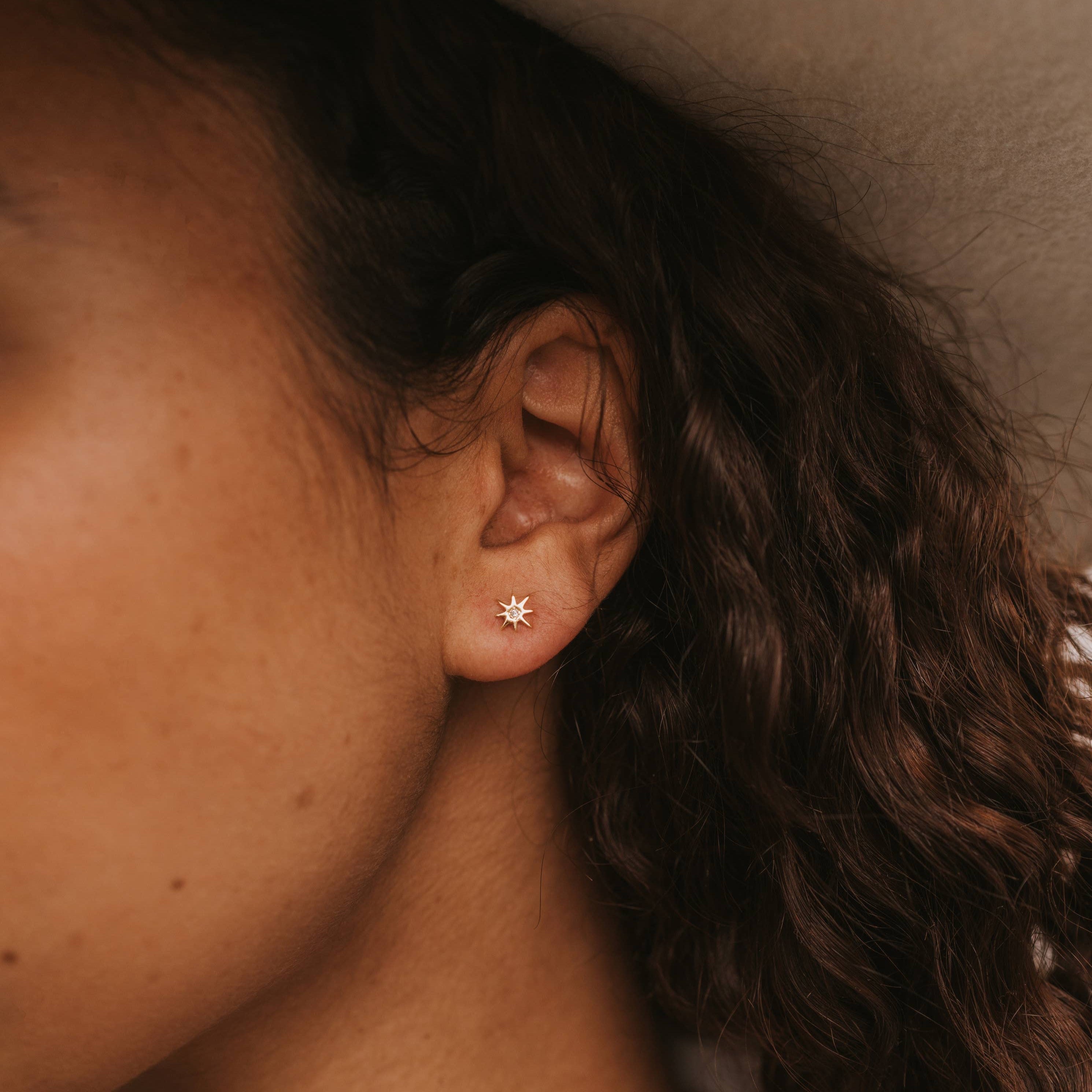 Sun & Moon Gold Stud Earrings - Confía Collective