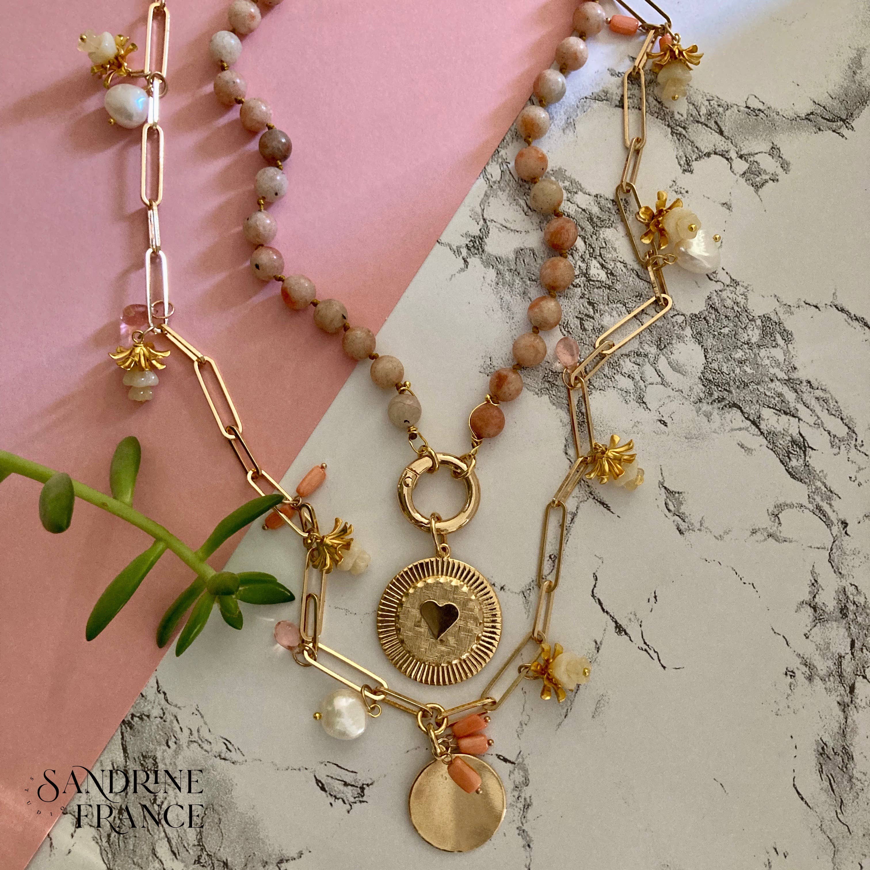 Sunstone Heart Necklace - Confía Collective