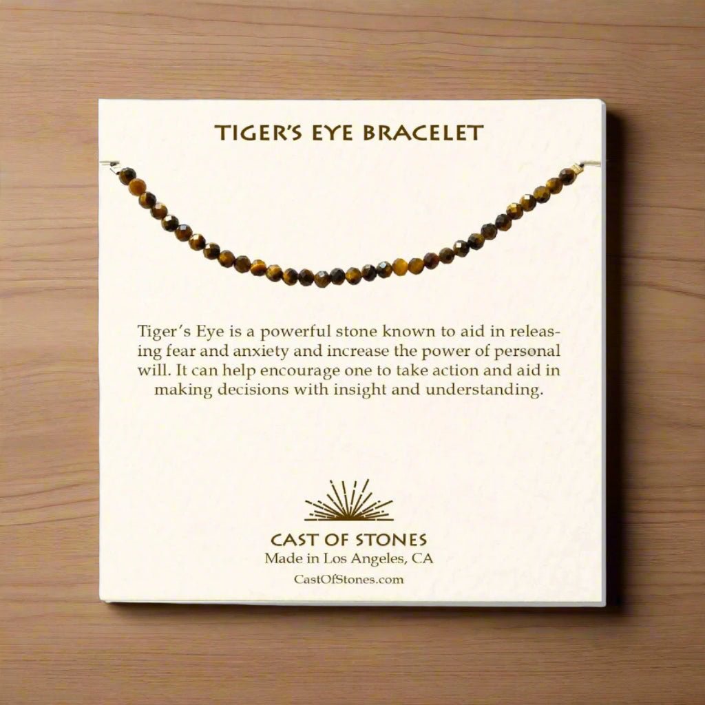 Tiger's Eye Dainty Gemstone Adjustable Bracelet - Confía Collective