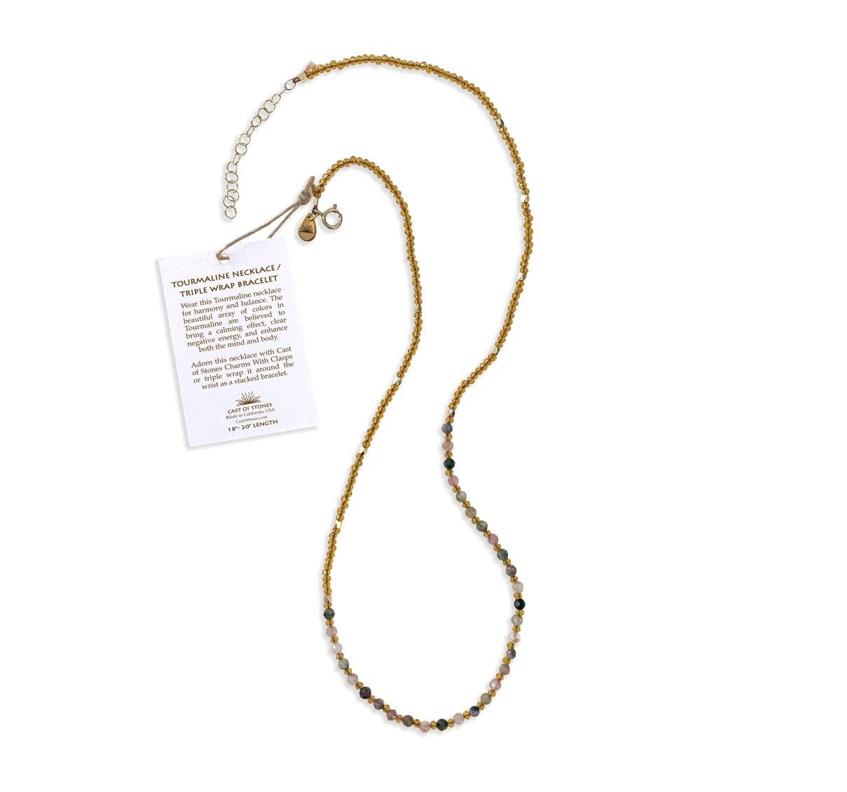 Tourmaline Crystal Gemstone Necklace/Triple Bead Bracelet - Confía Collective