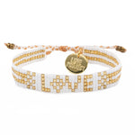 White + Gold Seed Bead LOVE Bracelet - Confía Collective