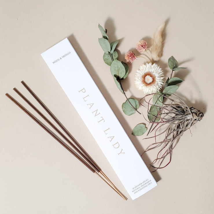 Plant lady incense for grounding has notes of blue agave, sweet grass wood & orange essential oils.
