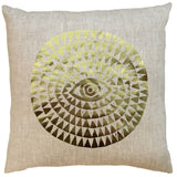 Golden Sun Eye Linen Throw Pillow