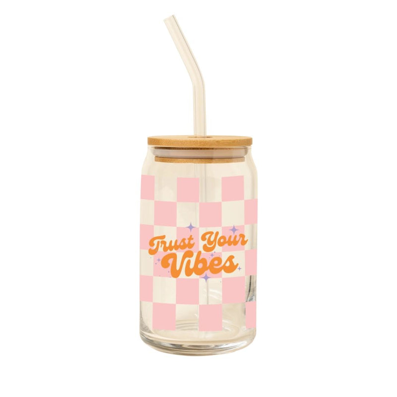 Good Vibes Glasses with Lid and Straw