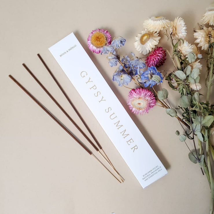 Gypsy summer incense for relaxing with scents of sweet cream, pineapple, white coconut & citrus essential oils. 