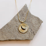 Gold Crescent Moon Coin Necklace