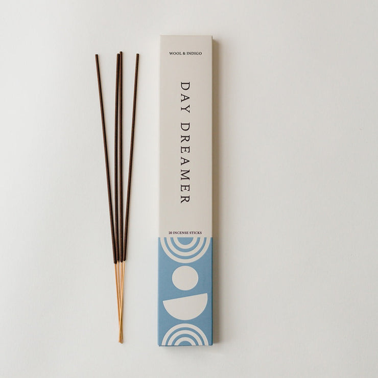 Day dreamer incense for tranquility with the soothing scents of peony, linen, sandalwood, lavender, and citrus essential oils.