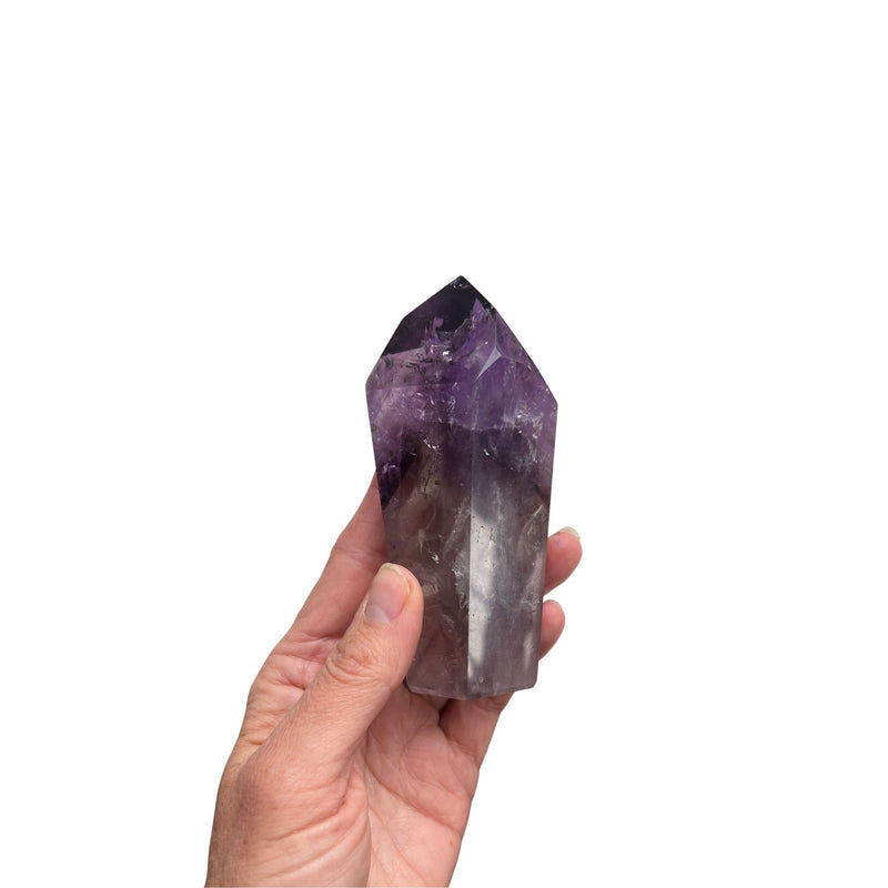 Invite in a peaceful state of being with this high quality polished amethyst tower.