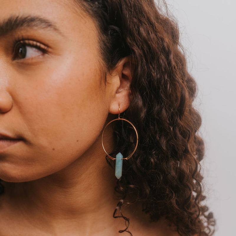 Hoop Earrings with Double Pointed Crystals