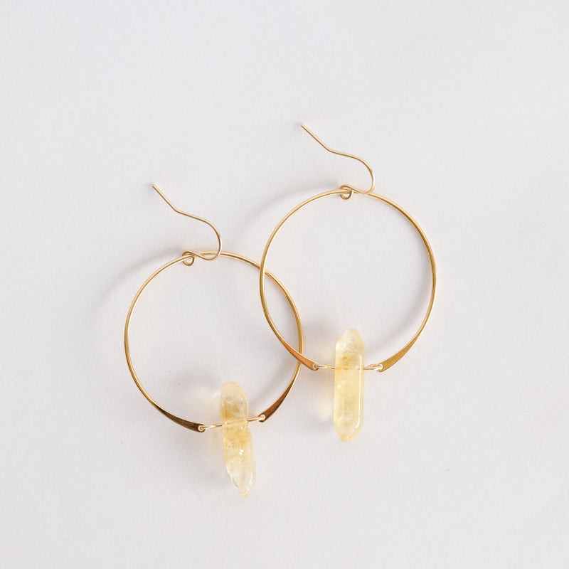 Hoop Earrings with Double Pointed Crystals