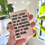 Hafiz "Astonishing light of your own being" porcelain tag