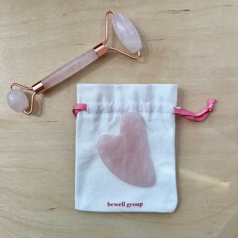 Rose Quartz Gua Sha Tool in Bag