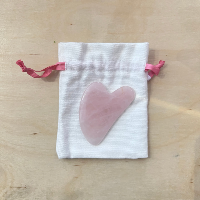 Rose Quartz Gua Sha Tool in Bag