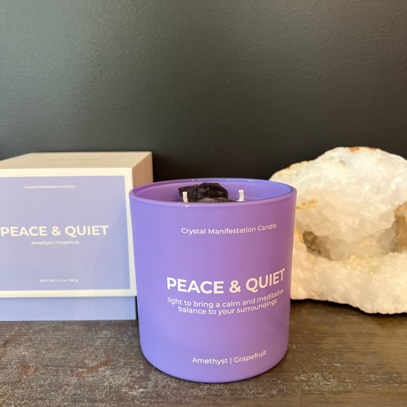 "Peace & Quiet" Amethyst Crystal Manifestation Candle