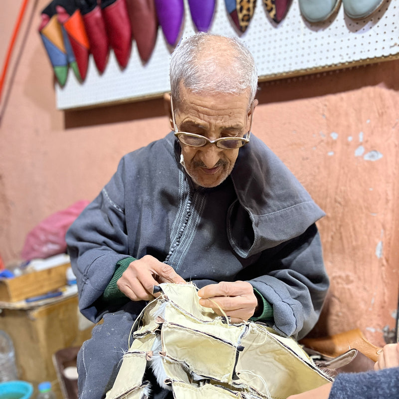 Moroccan leather poufs are handcrafted and hand sewn by artisans in Morocco with goat leather dyed in tanneries that have existed for generations.