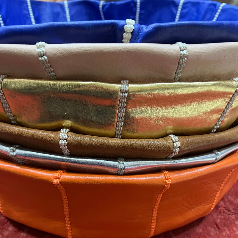 Moroccan Leather Pouf