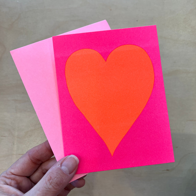 Bright Pink and Orange Heart Greeting Card