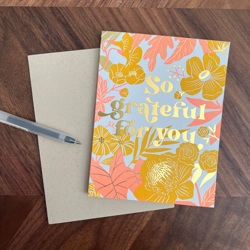 So Grateful For You Floral Greeting Card