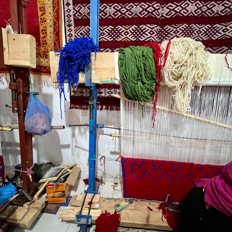 Berber women hand looming Moroccan rugs