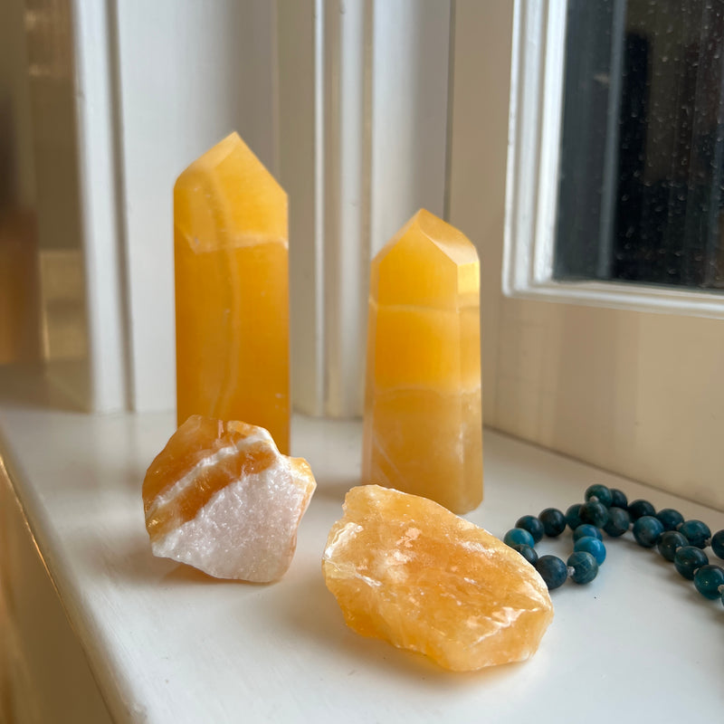 Orange Calcite Crystal Polished Tower