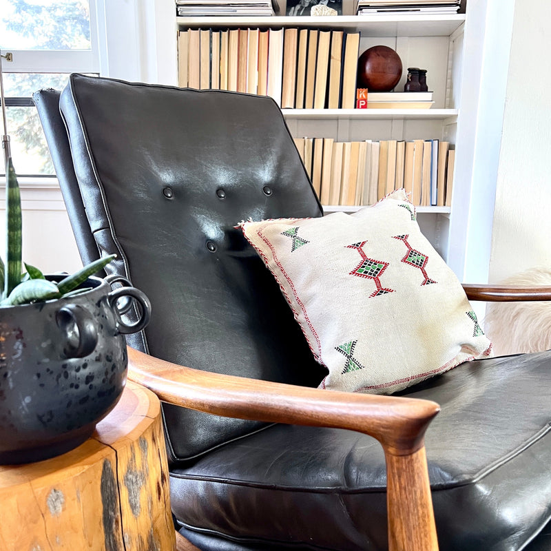 Add character to your home with a beautiful vintage Moroccan sabra silk pillow. 