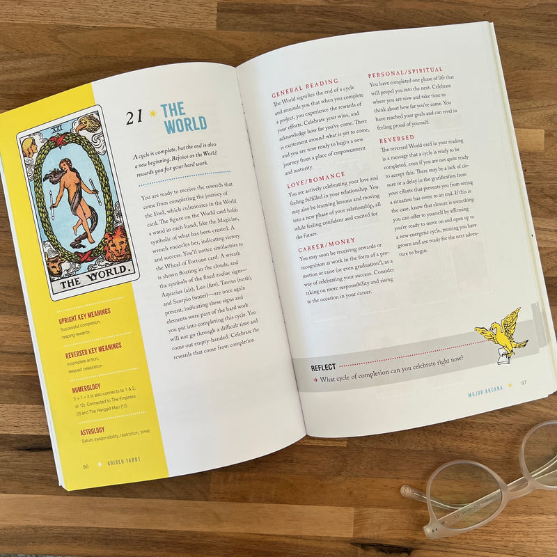 The Guided Tarot for Seamless Readings is a beginners guide to card meanings, spreads, and intuitive exercises by Stephanie Caponi. 
