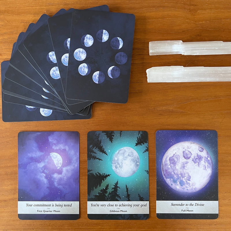 The Moonology Oracle Card Deck and Guidebook has 44 lunar cards 