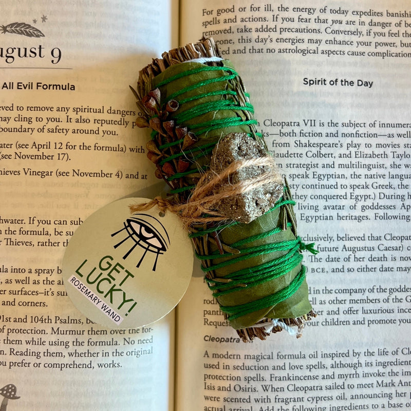 Get Lucky Rosemary Smudging Wand with Pyrite Crystal