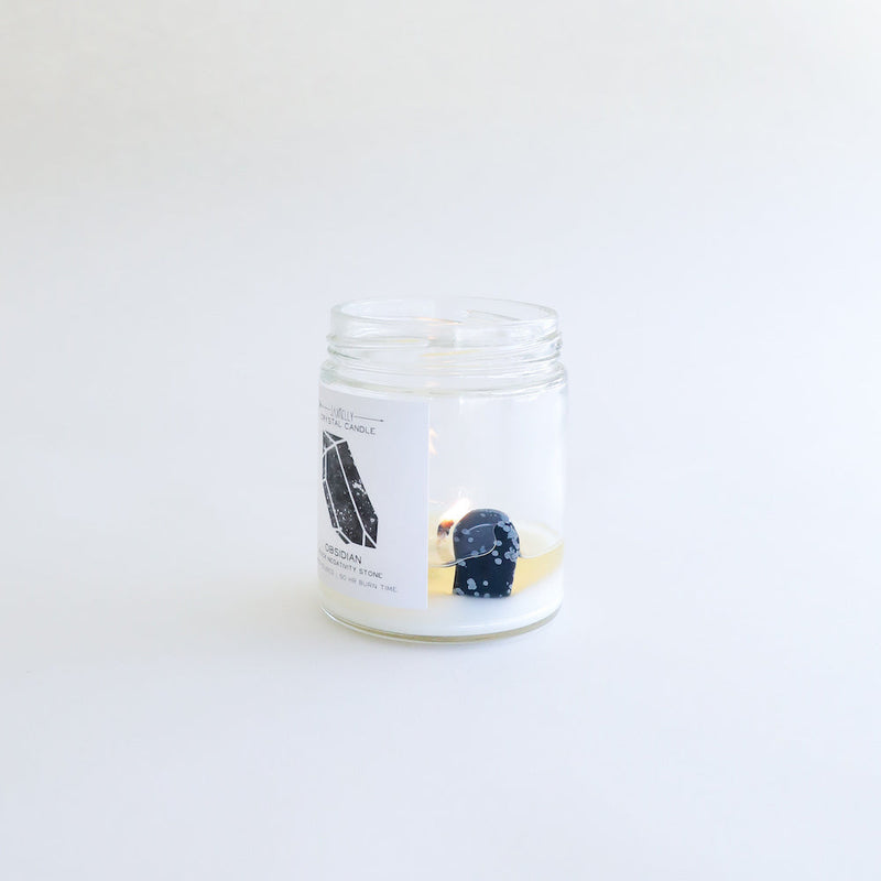 Obsidian Crystal Candle