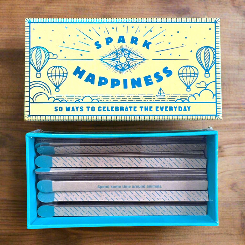 Spark Happiness in a box is full of inspiring ideas for sharing and cultivating moments of joy, appreciating bright spots, and celebrating the everyday.