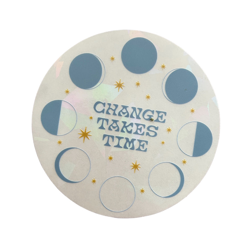 Welcome the sunshine with a Change Takes Time suncatcher sticker