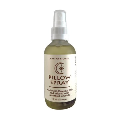 This calming pillow spray is made with essential oils and infused with amethyst crystals.