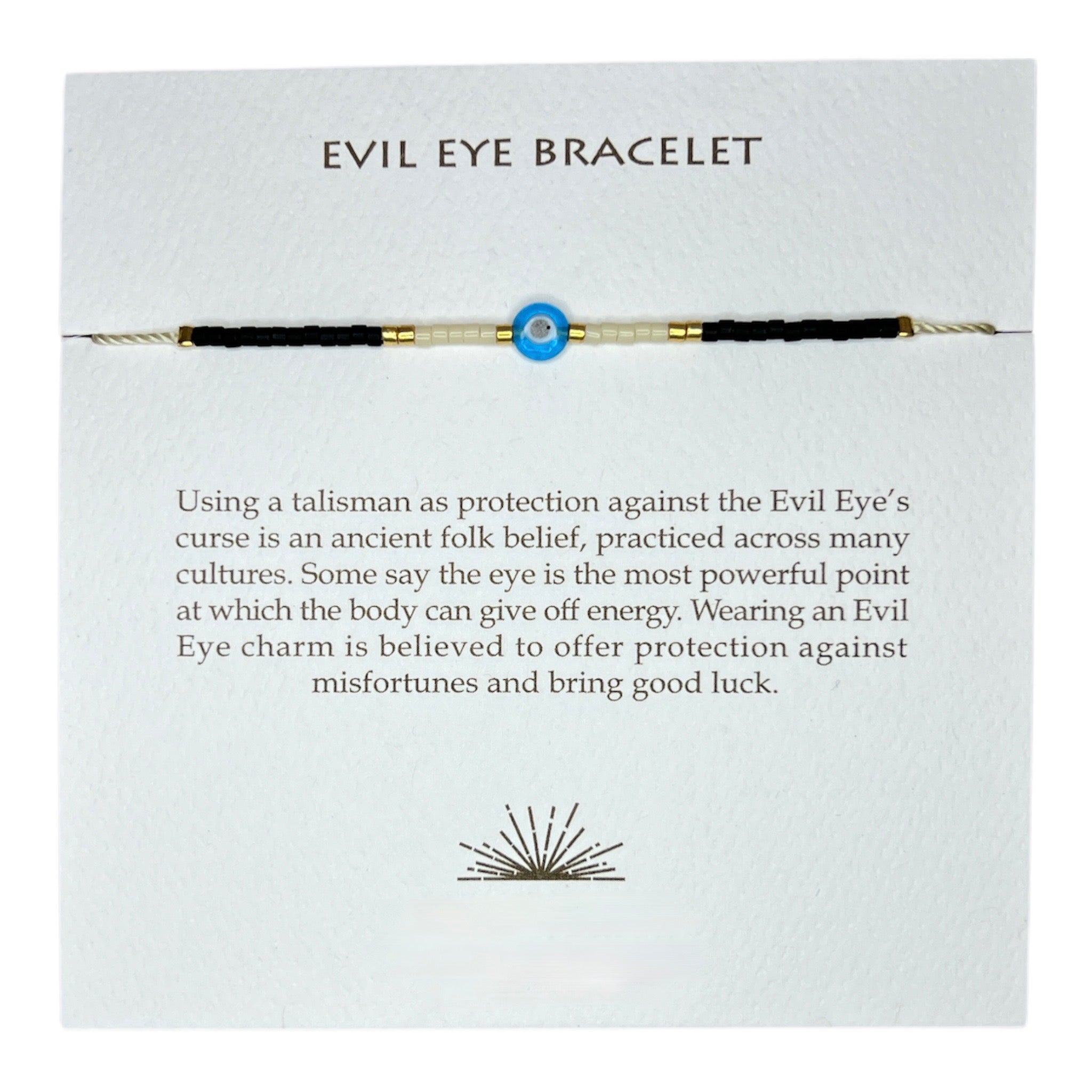 Wear this Evil Eye beaded bracelet to offer protection against misfortunes and bring good luck