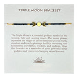 Triple Moon Beaded Gemstone Adjustable Bracelet
