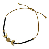 Triple Moon Beaded Gemstone Adjustable Bracelet
