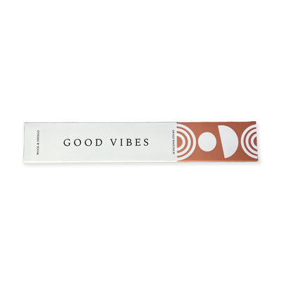 Good vibes incense for purifying with scents of palo Santo, white sage, and citrus.