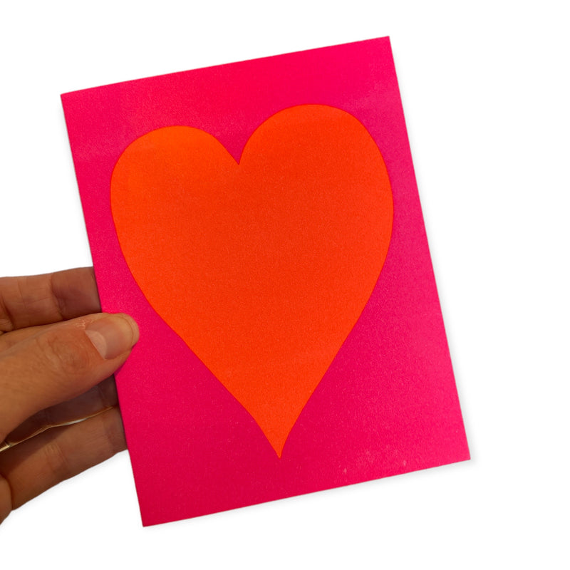Bright Pink and Orange Heart Greeting Card