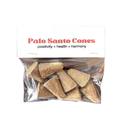 Our incense cones are made by hand and use only sustainably harvested Peruvian Palo Santo wood powder and natural resins of trees to obtain the texture and shape. Simply place one cone in a safe vessel, light the top and let the sweet and woodsy aroma fill your space.