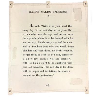 This Ralph Waldo Emerson wall tarp reminds us to be present and to own our day in this simple but impactful wall art for your home.