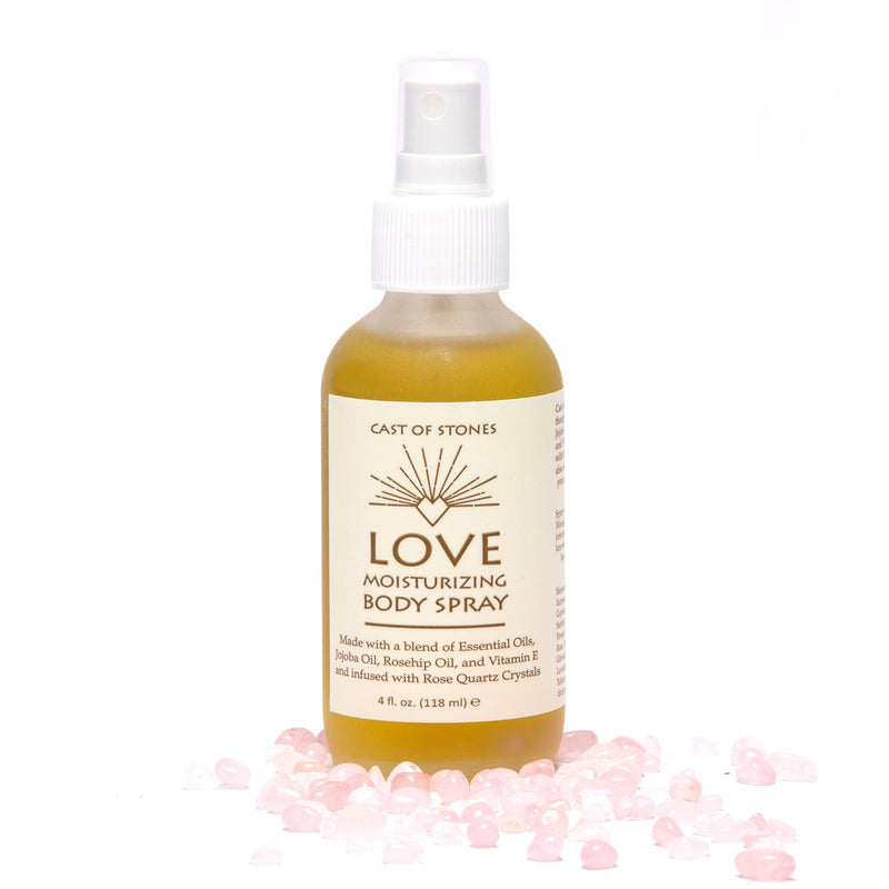 Love Body Spray is a thoughtful blend of Essential Oils, Jojoba Oil, Olive Oil, Rosehip Oil, and Vitamin E.