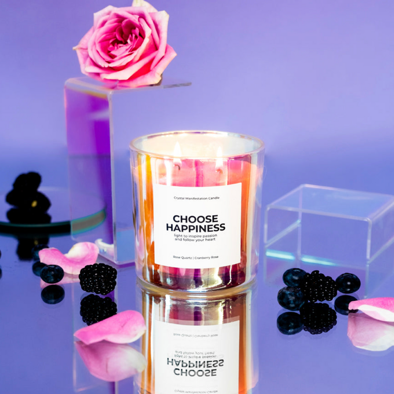"Choose Happiness" Crystal Manifestation Candle"Choose Happiness" Crystal Manifestation Candle