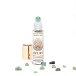 uplift essential oil roll on aromatherapy with green aventurine crystals.