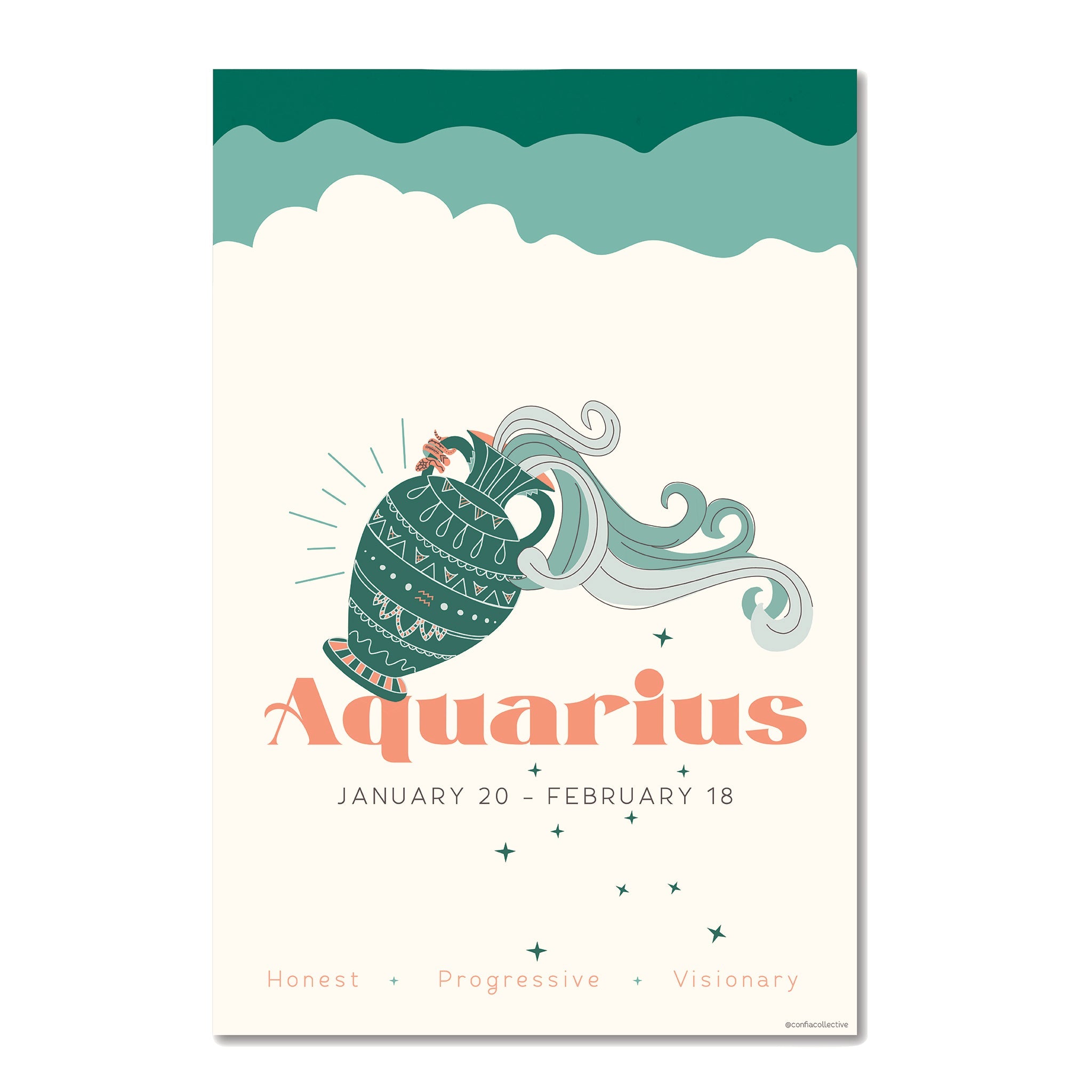 Aquarius Zodiac Poster - Confía Collective