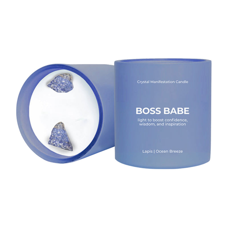 "Boss Babe" Lapis Lazuli Crystal Manifestation Candle