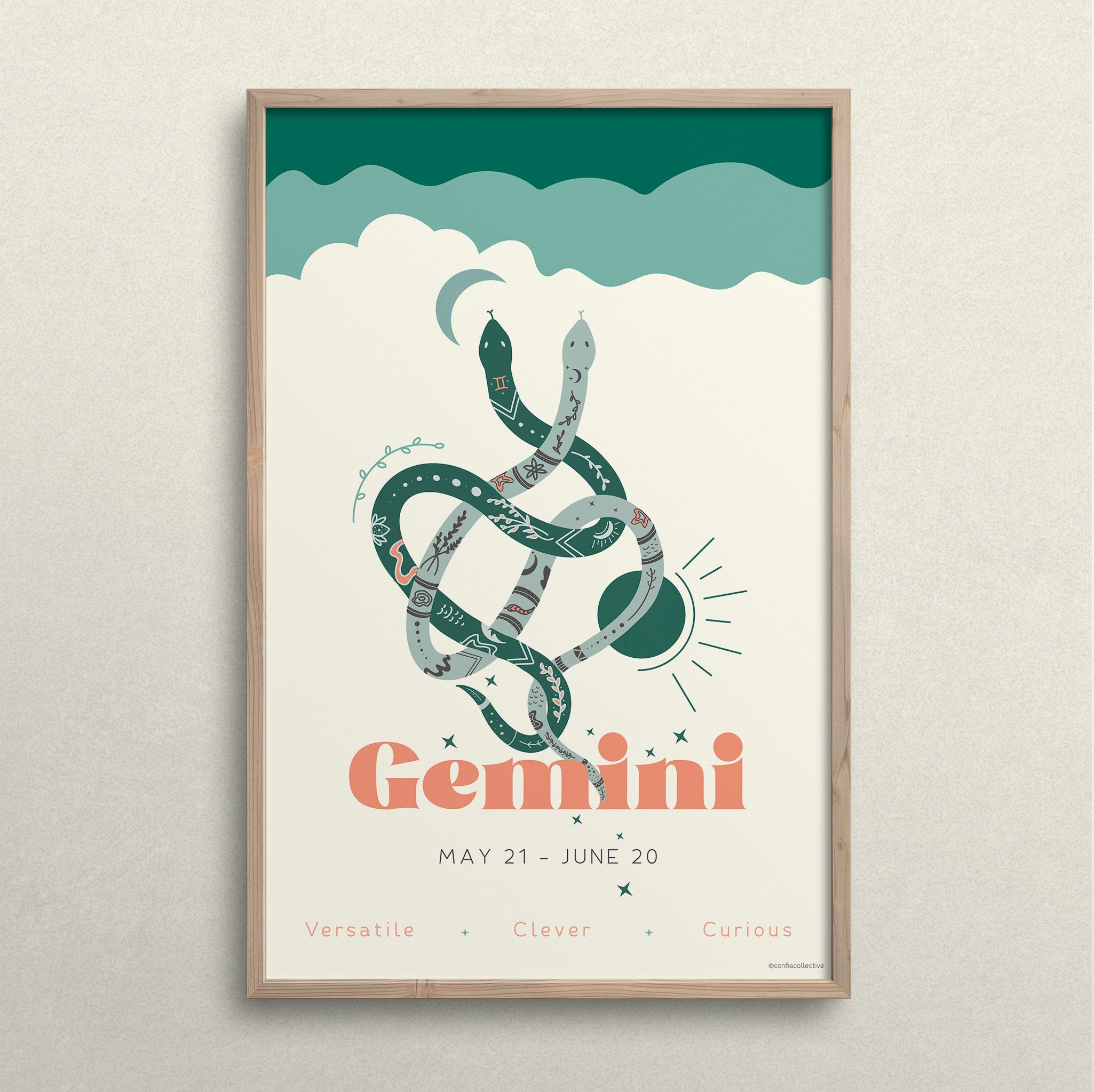 Gemini Zodiac Poster - Confía Collective