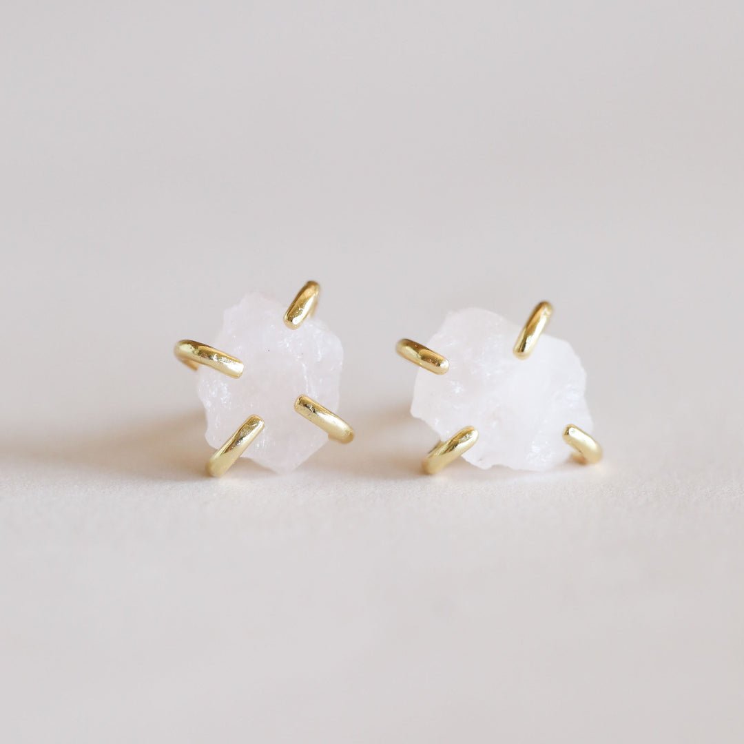 Gemstone Crystal Stud Prong Earrings - Confía Collective