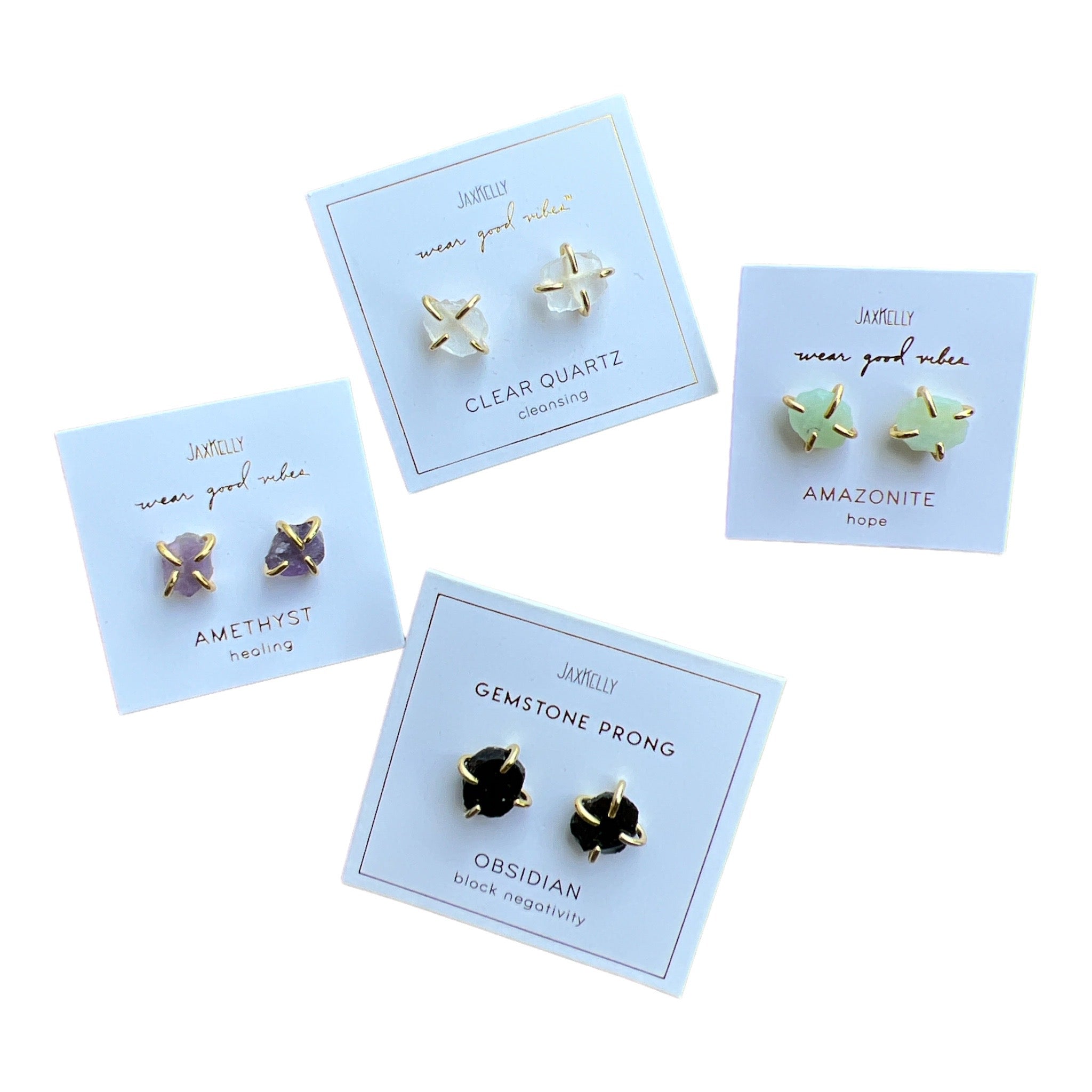 Gemstone Crystal Stud Prong Earrings - Confía Collective