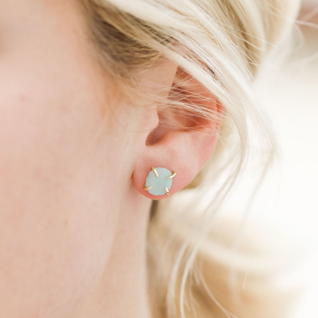 Gemstone Crystal Stud Prong Earrings - Confía Collective